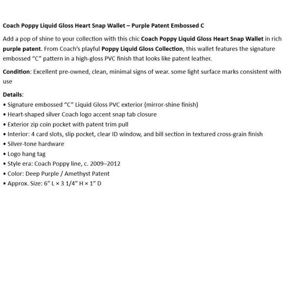 Coach Purple Wallet with Heart Detail - Picture 2 of 8